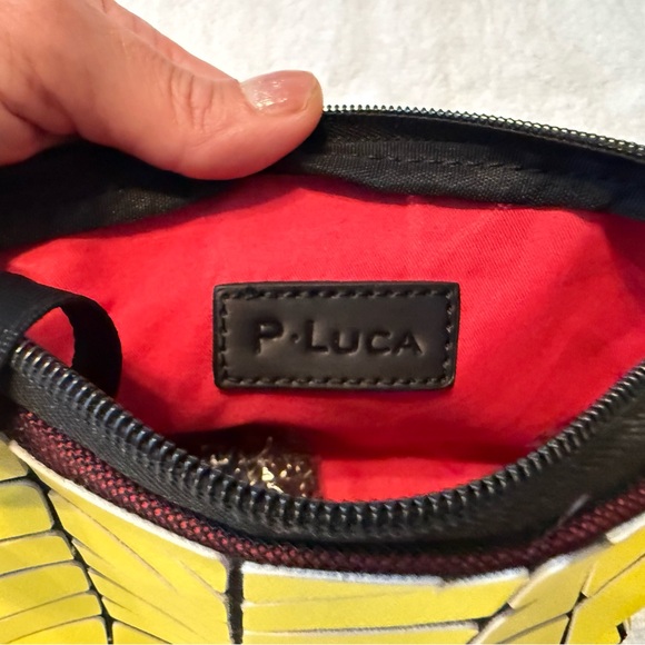 P · Luca Yellow Geometric Mini Clutch // New w/ Chain Wristlet // Red Lining - Picture 4 of 5